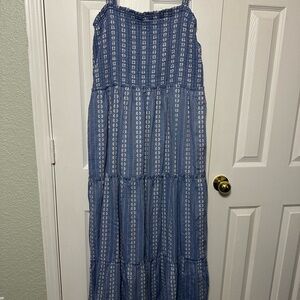 Draper James Indigo and White Patterned Maxi Dress